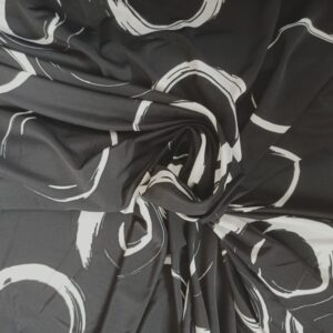 Lycra leggera con stampa cerchi e bordo bianco